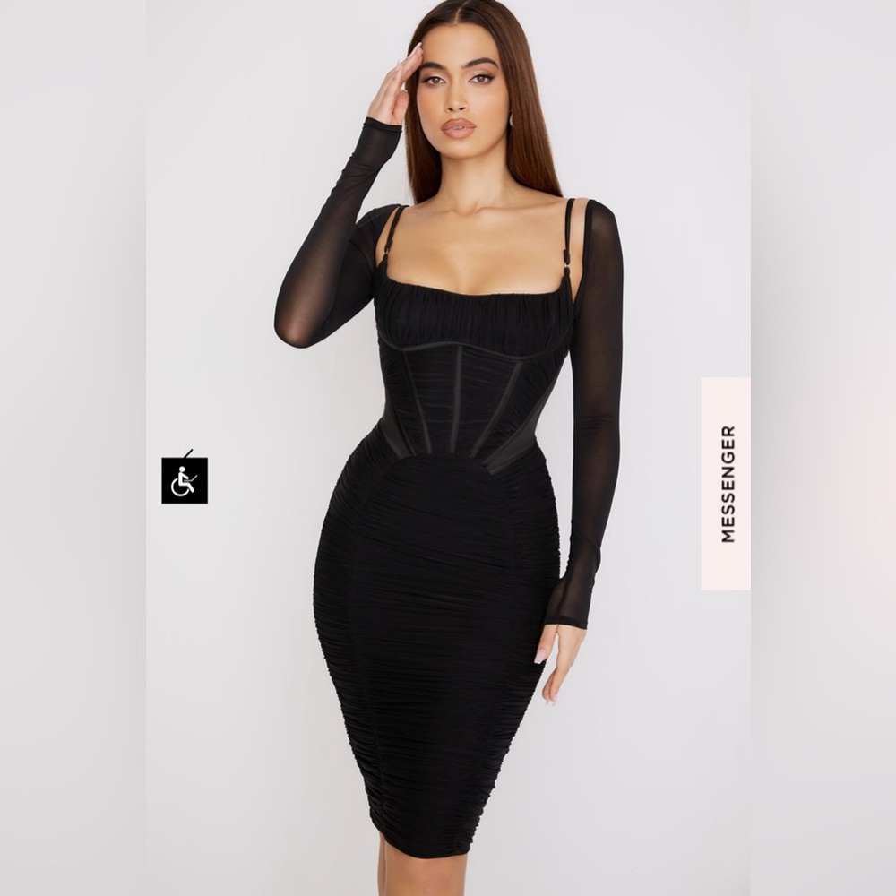 BRAND NEW, House of CB- “Freyja” Black gathered corset dress- Regular cup (A-C)